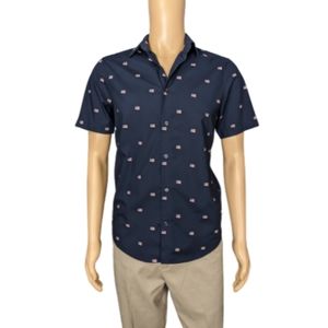 H&M Slim Fit American Flag Button Down Shirt M